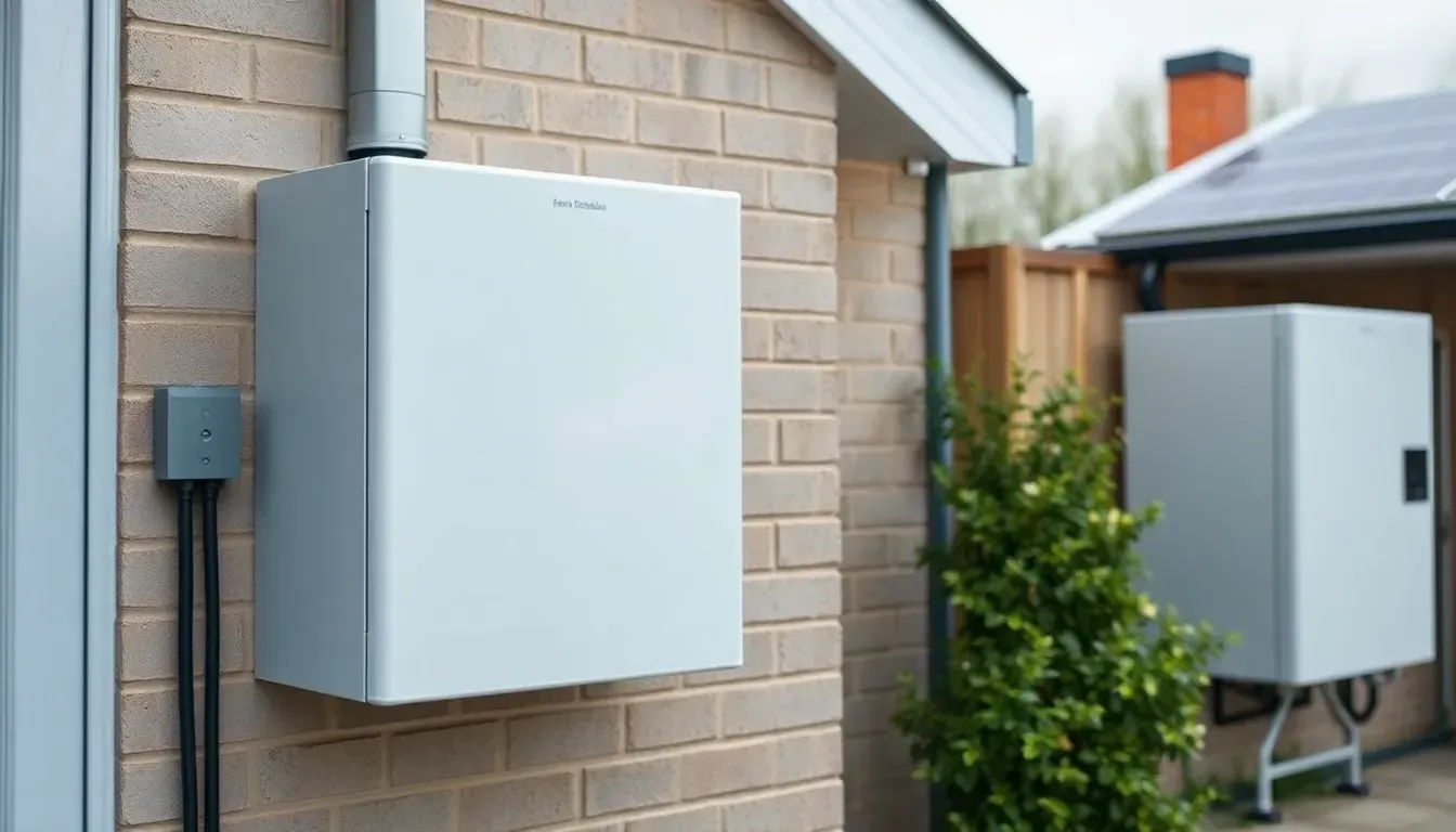 Home battery storage unit installed alongside a solar inverter