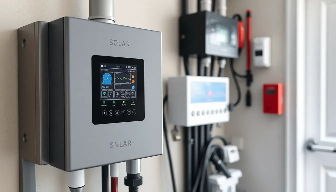 Smart energy monitoring display in a UK home showing solar generation data